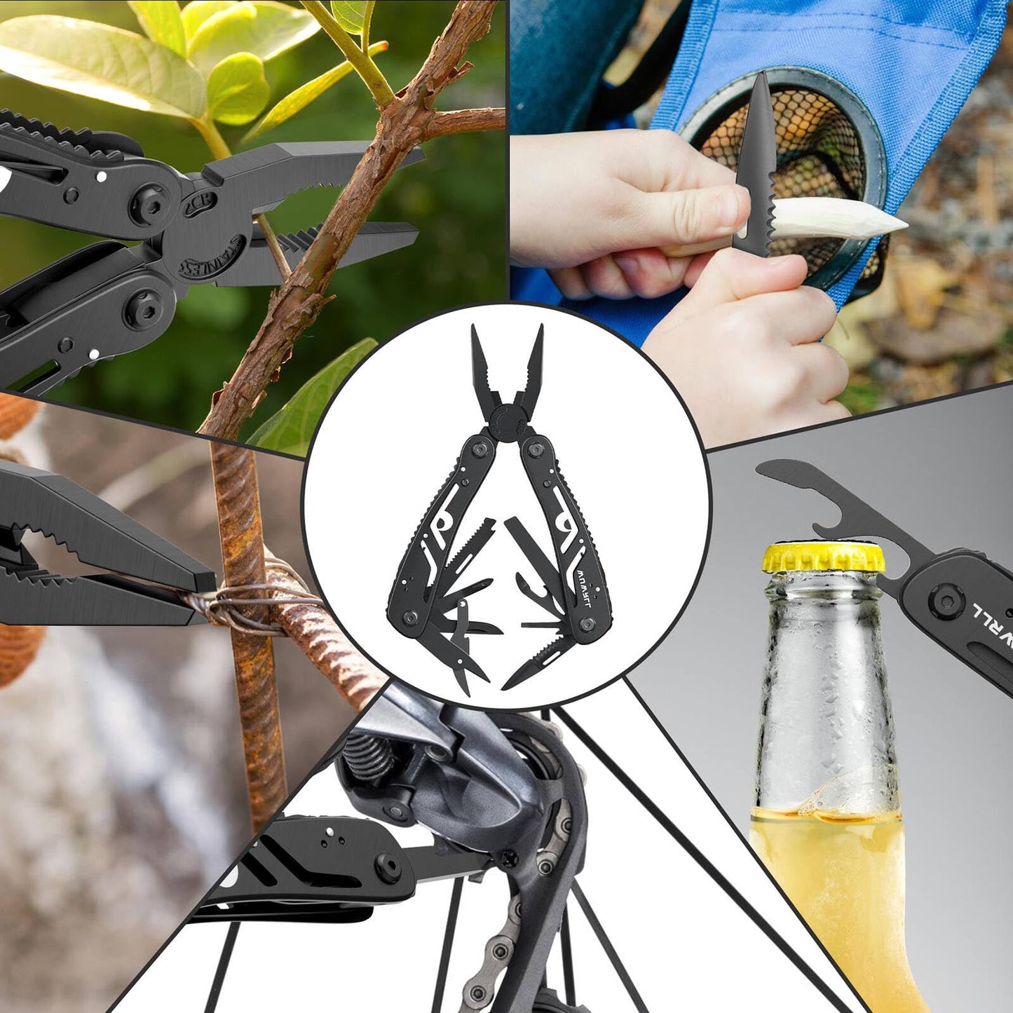 26-in-1 Multitool，Professional Stainless Steel Multi Tools ，Multitool Pliers Pliers Pocket Knife with Heavy Duty Pliers Screwdriver Sleeve, Replaceable Bits Multitools for Outdoor, (black)