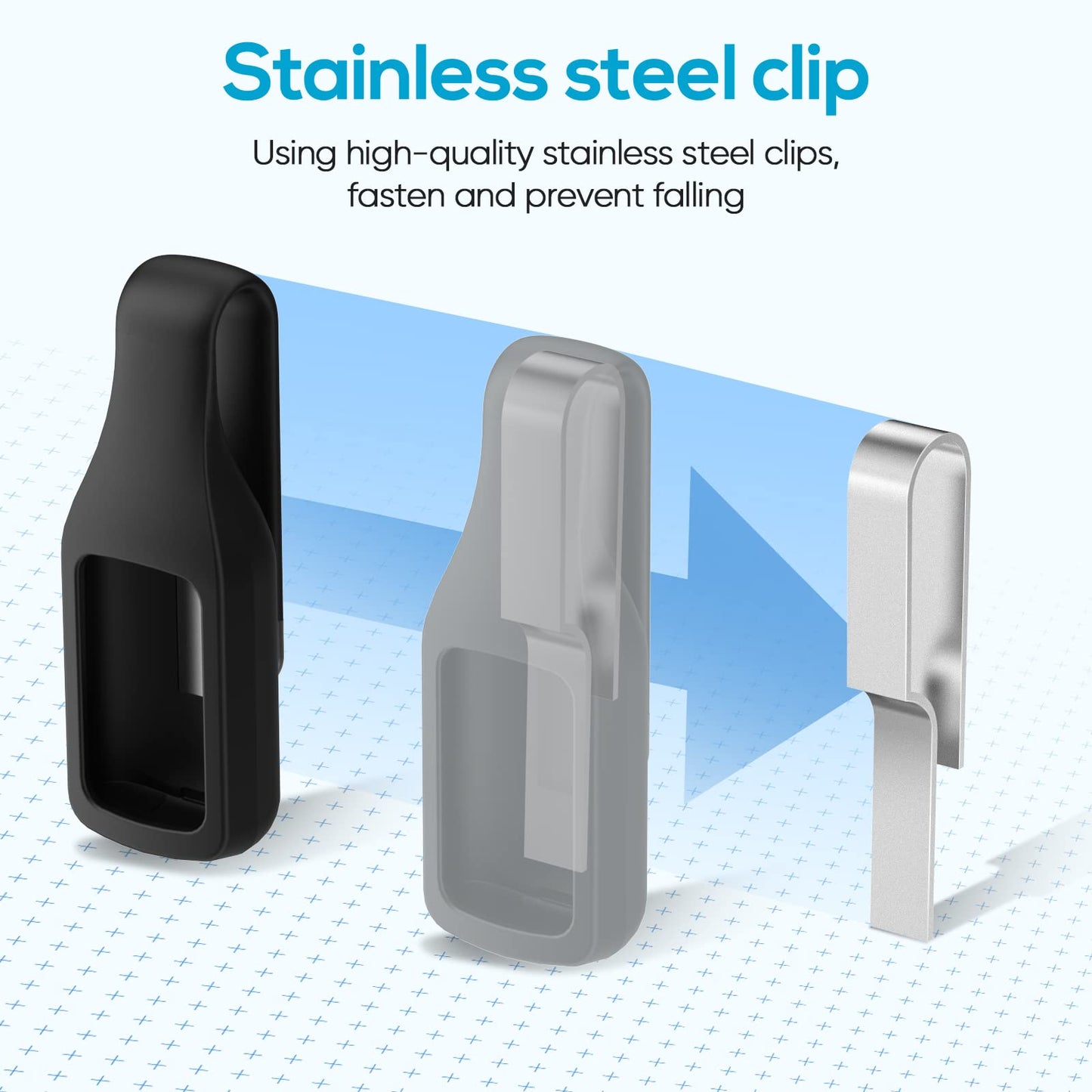 lepmok Clip Holder Accessory for Fitbit Charge 6/5 (Black)