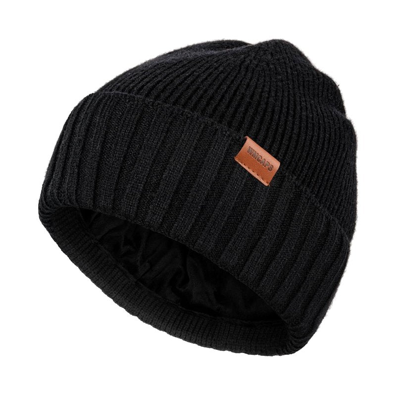 Wmcaps Fleece Lined Beanie Knitted Hats for Men Women, Winter Stocking Cap Soft Beanie Warm Ski Hats Unisex Gifts Navy Blue