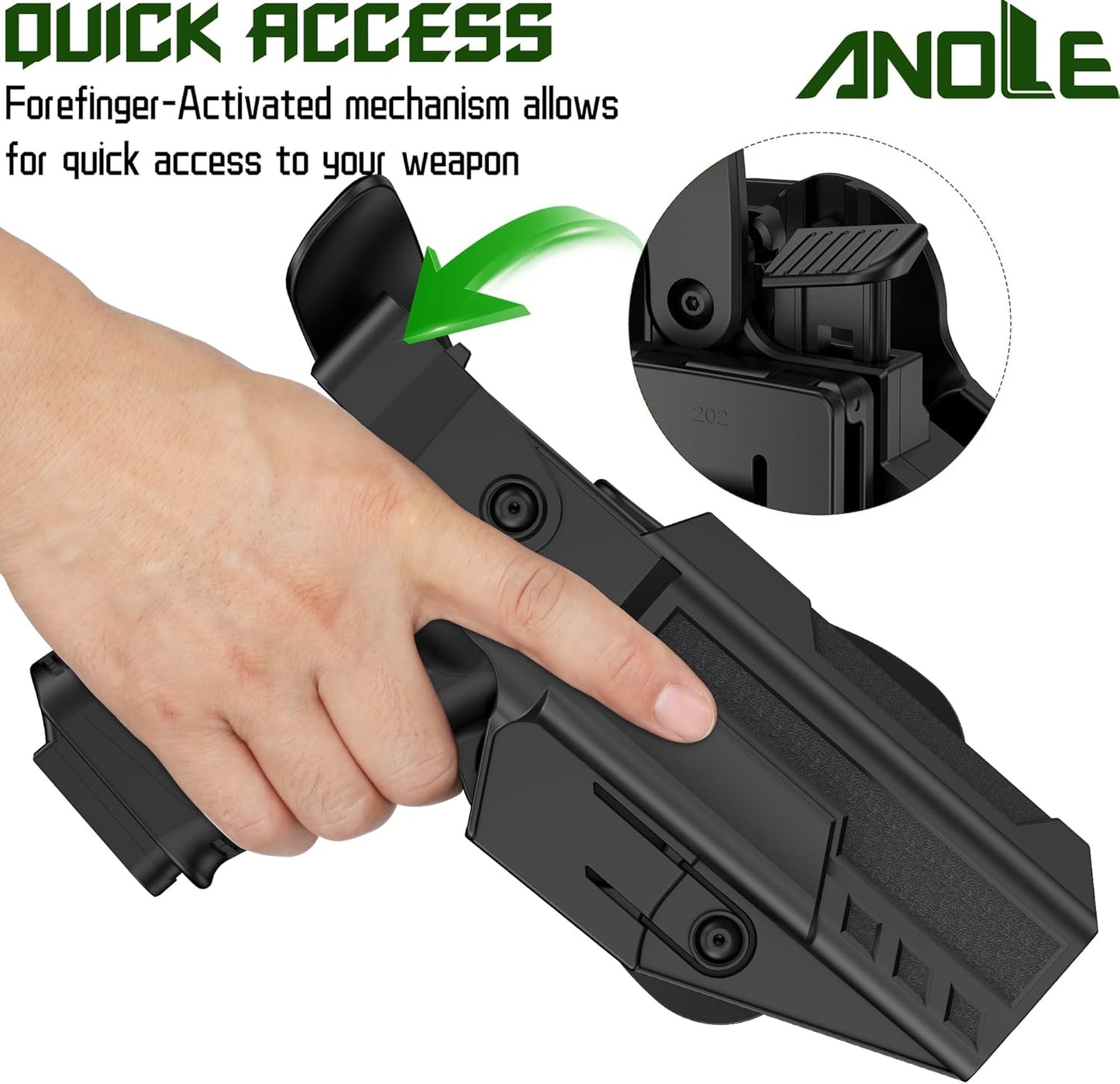Glock Optic Cut Holster OWB - Level II/III Right Hand Fit for Glock 17, 19, 22, 23, 31, 32, 44, 45 Gen 1-5