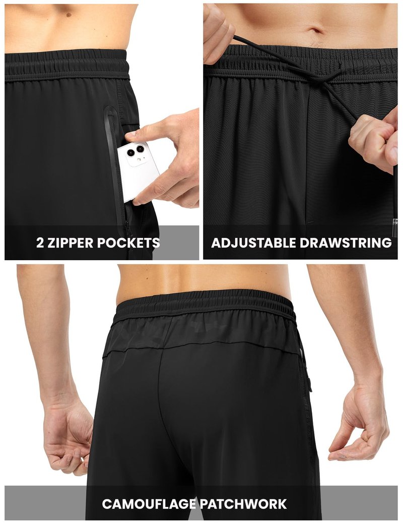 Rdruko Men's Sweat Pants Lightweight Athletic Workout Jogging Casual Pants with Pockets,Black,4XL