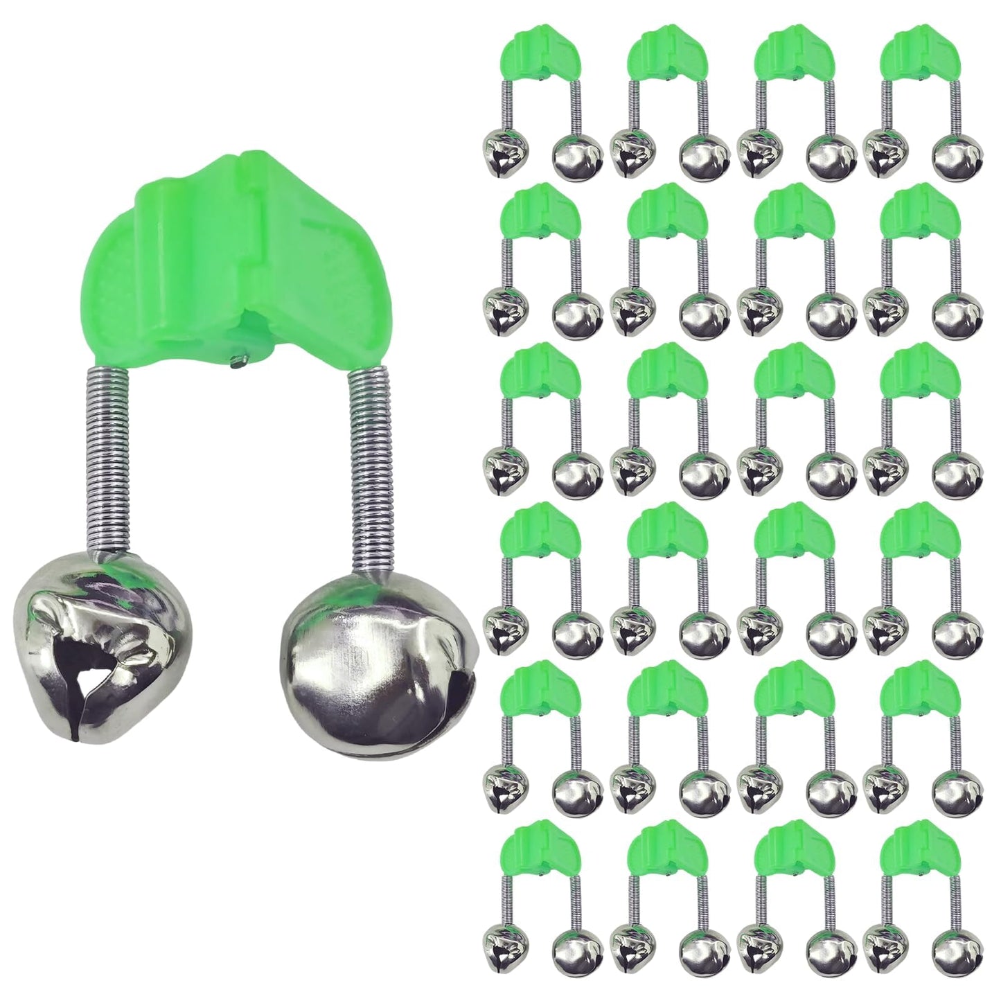Amzlysdok 25PCS Fishing Bells for Rods,Dual Metal Bells Plastic Clip, Extra Loud Dual Alert Bells Clip, Bells for Fishing Poles,Ideal for Night Fishing, Ice Fishing,Sea Fishing