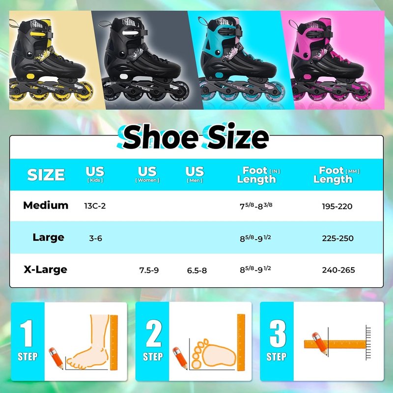 Adjustable Inline Skates for Kids & Adults - Light Up Wheels | Indoor & Outdoor Roller Skating