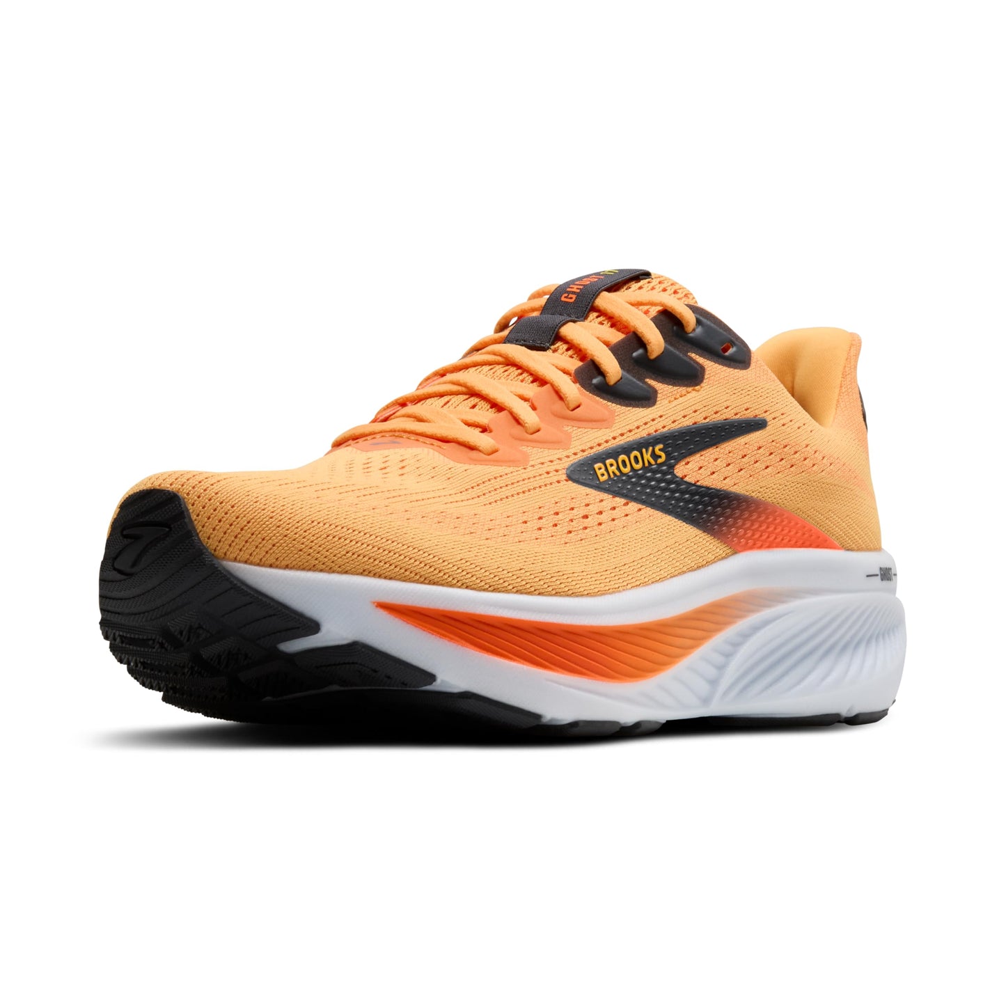 Brooks Men’s Ghost 17 Neutral Running Shoe - Blazing Orange/Yellow/Ebony - 14 Medium