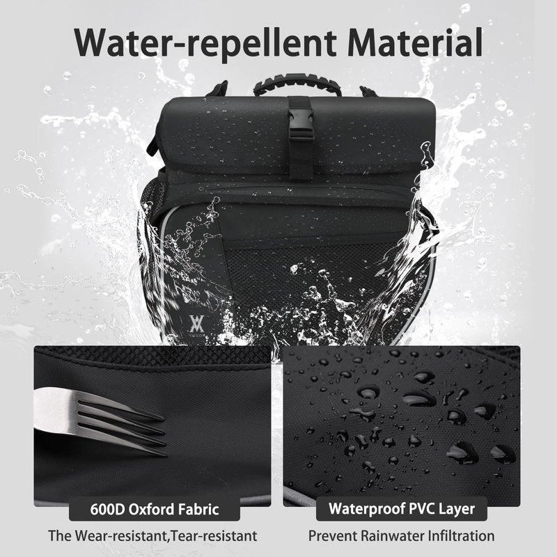 Waterproof Double Panniers Bag - 36L Saddle Bags for Rear Rack Bicycles with Safety Reflective Strips, Bicycle Commuting Pannier Fit Most Bicycle Rack with Rain Cover (With Rain Cover, Black, 36L)