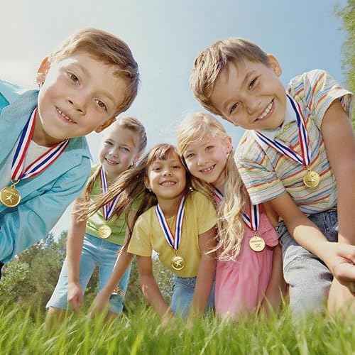 100 Pieces Gold Medals for Kids Medals for Awards Plastic Winner Award Medals for Sports, Competition, Talent Show, Spelling Bee Birthday Party Favors Gifts