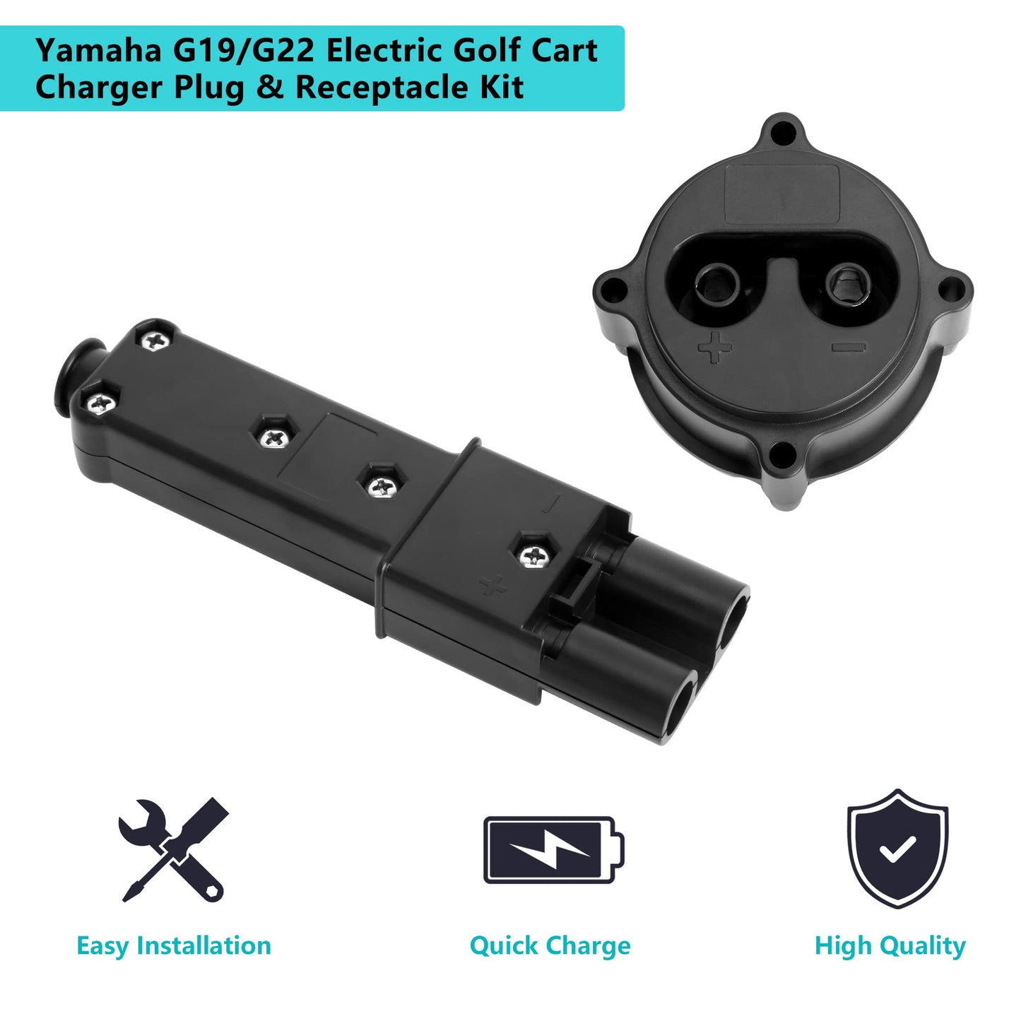 10L0L Golf Cart MAC DC 48V Charger Plug Powerwise Receptacle Kit for Yamaha G19 G22 Electric Model OEM# JR1-H6181-02-00 JR1-H235A-00