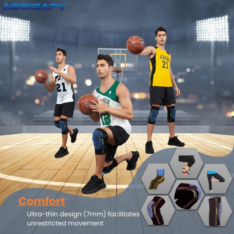 Aegisafy Knee Pads Brace for Men Women – Protective Gear for Volleyball, Basketball, Football, Yoga, Skating, Skateboard, Scooter & Bike – 2 Pack Breathable Knee Guards for Active Workouts (Large)