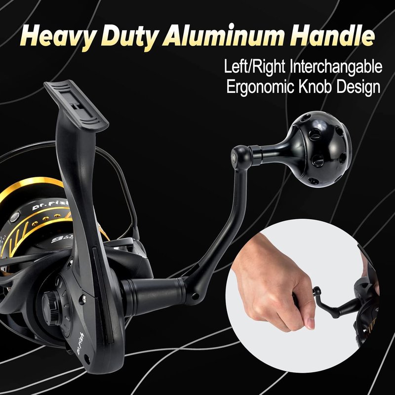 Dr.Fish Poseidon Spinning Reel - 9+1 Ball Bearings, Graphite Body, 25LB Drag | Saltwater & Freshwater Fishing