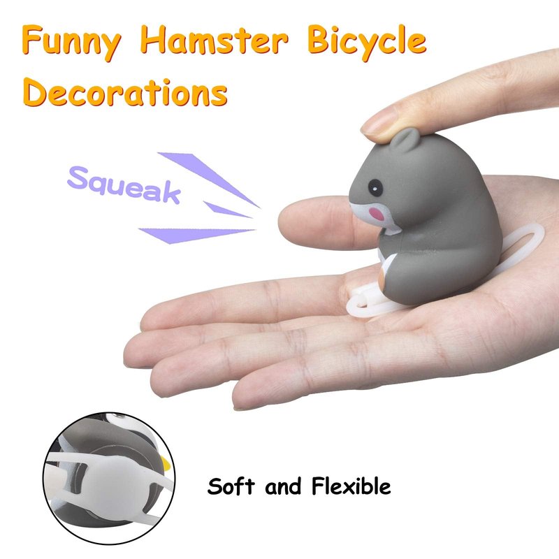 wonuu Duck Bike Bell with Light and Helmet Cute Hamster Bicycle Horn, Dashboard Decoration Hamster Motorcycle Bike Bells Rubber Duck Car Dashboard Decorations (Rainbow-Hamster)