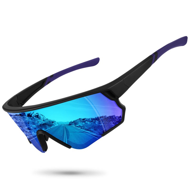 Ofwin Polarized Sports Sunglasses for Men Women UV Protection Cycling Bike Running Wrap Around Sun Glasses Matte Black Frame/Gray Lens