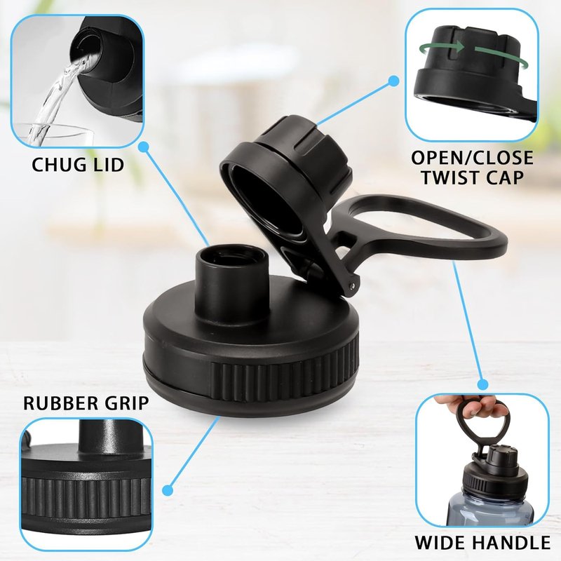 2Pcs Water Bottle Lid Replacement for Contigo wide mouth bottle, Lids replacement Compatible With Contigo 24 OZ 32 OZ 40 OZ, Leak-Proof Dust-Proof, Handle Easy to Carry, BPA Free