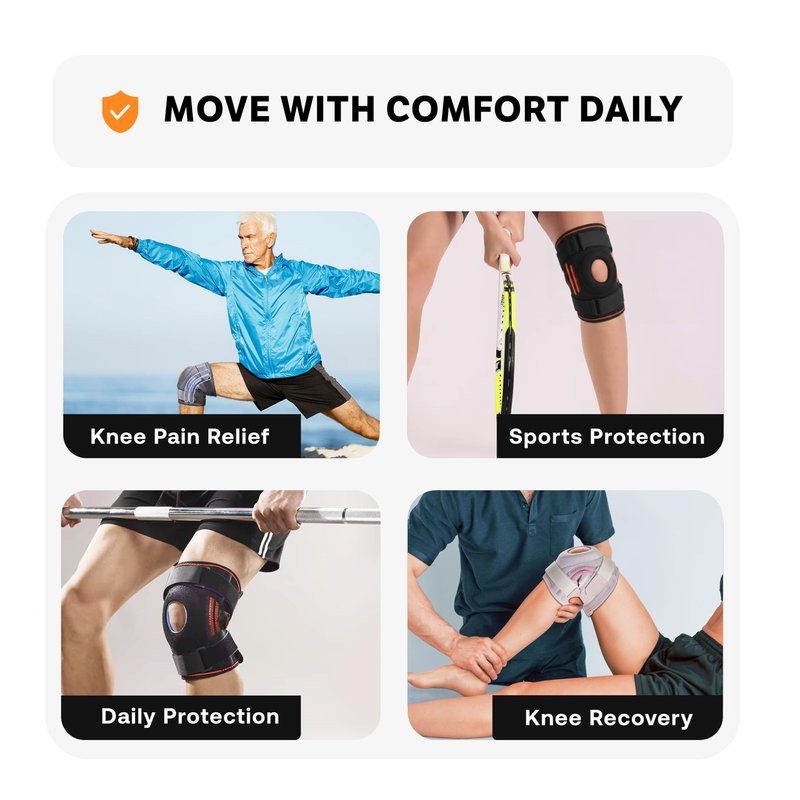 Knee Brace with Side Stabilizers & Patella Gel Pads for Men and Women, Maximum Compression Knee Support for Running, Workout, Sports, Breathable Non-Slip Knee Sleeve for Knee, Knee Support (Large)