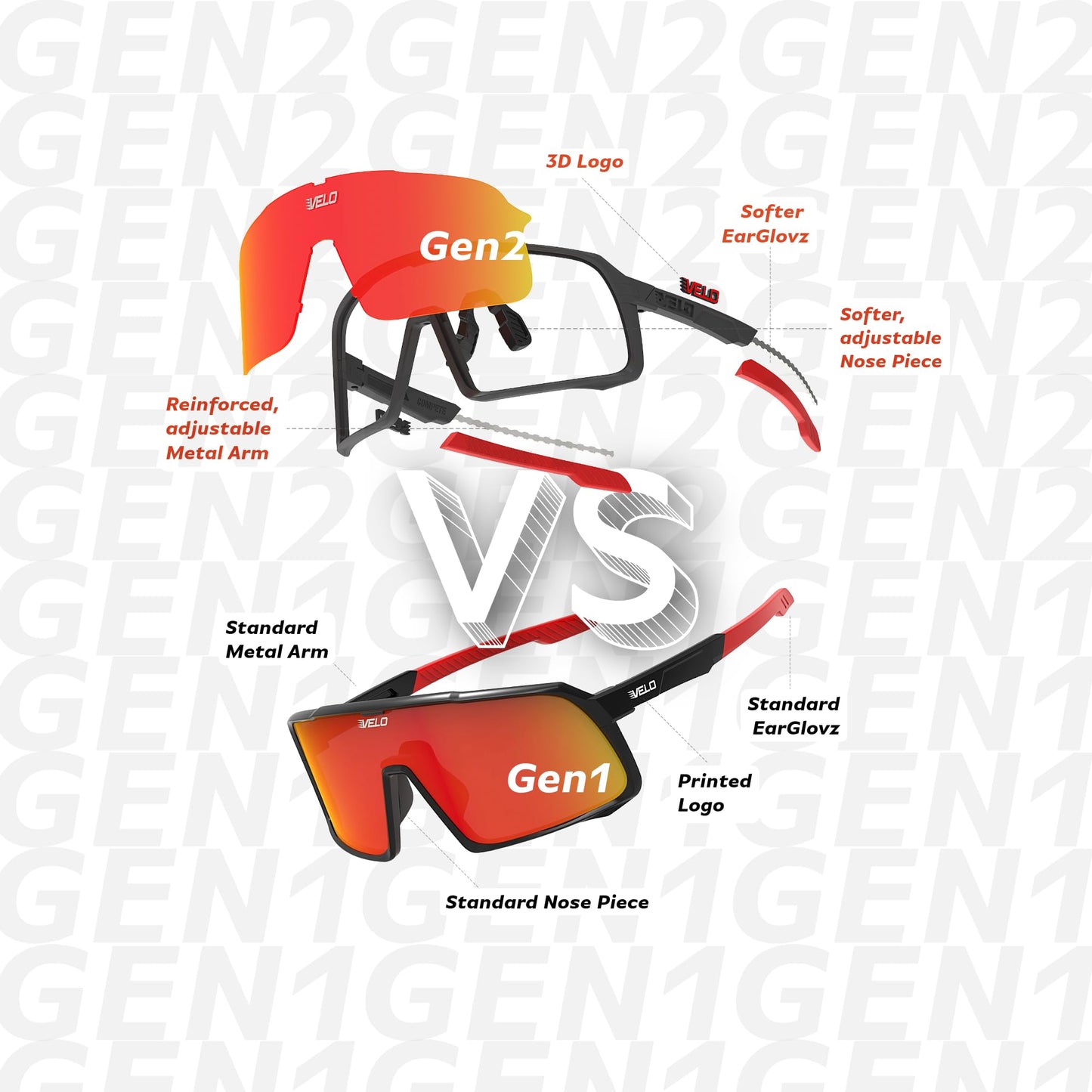 VELO – Cutter 2X1 – Gen2 – Baseball/Softball Sunglasses – By Jax at The Bullpen Training (Gold - Metallic, Lrg Adlt)