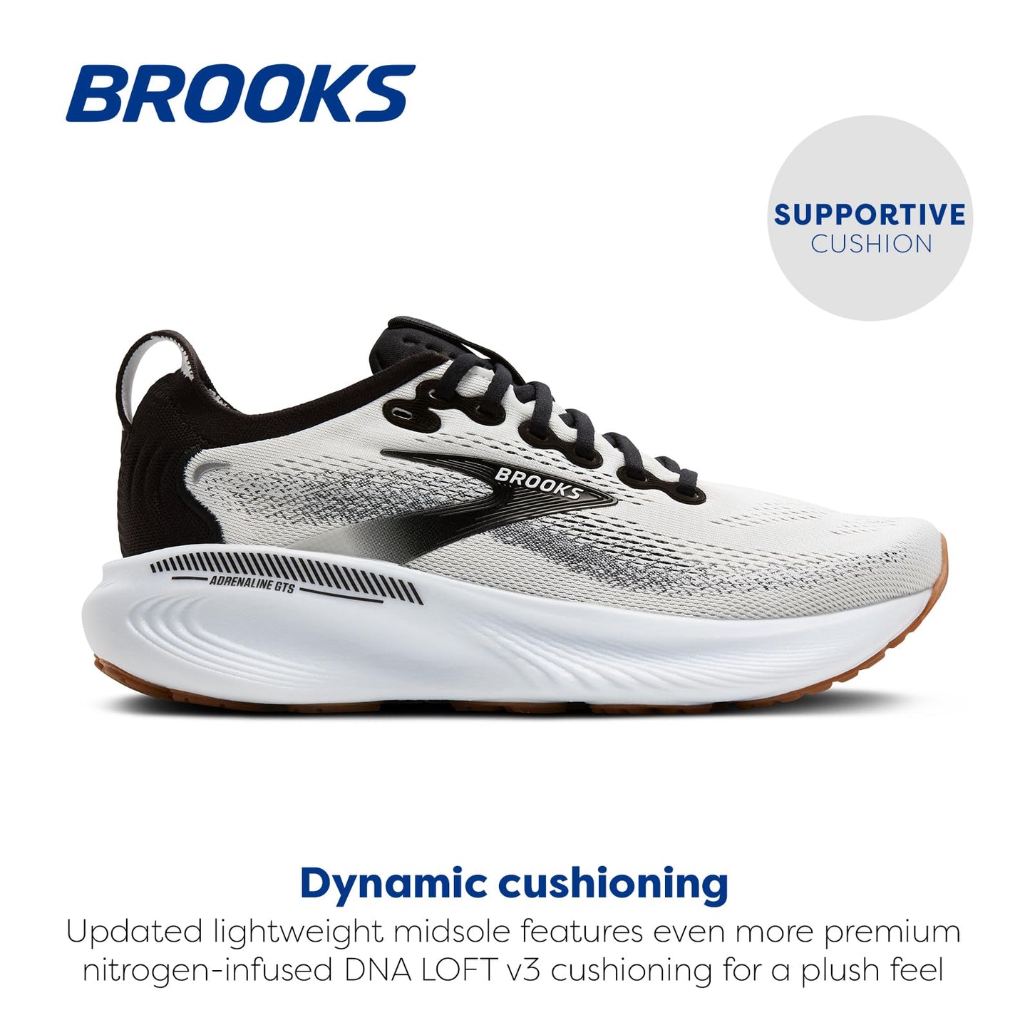 Brooks Women’s Adrenaline GTS 25 Supportive Running & Walking Shoe - White/Black/White - 10.5 Wide