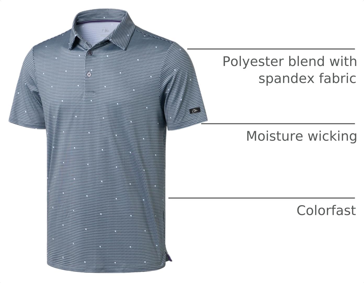Obla Mens Golf Polo Shirts Short Sleeve Dry Fit Performance Moisture Wicking Casual Print Collared Golf Shirts for Men(Gray Flag_XL)