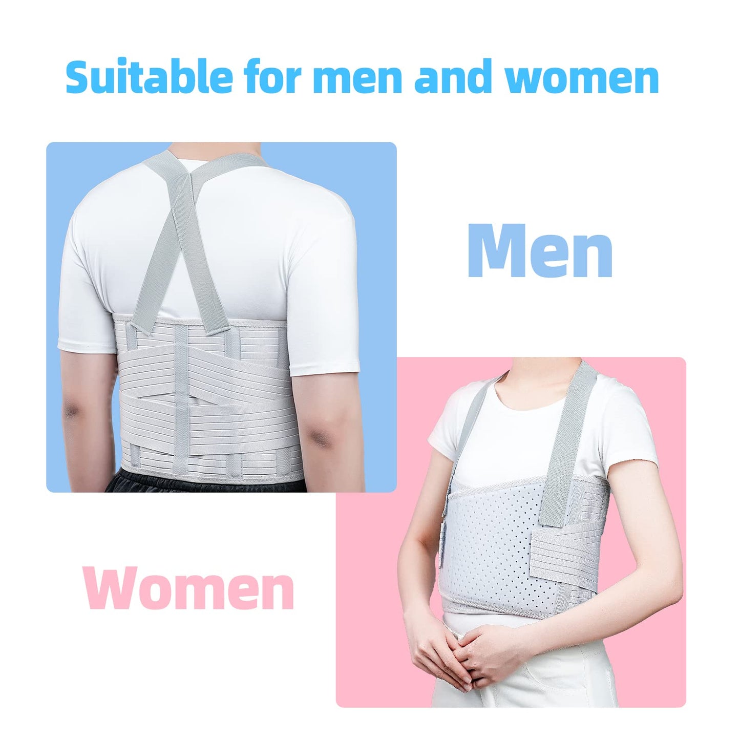 Solmyr Rib Injury Belt Chest Binder, Chest Brace Chest Compression Support Rib Bandage Wrap for Sternum Injuries, Sore or Bruised Ribs Support, Dislocated Ribs Protection, Pulled Muscle Pain