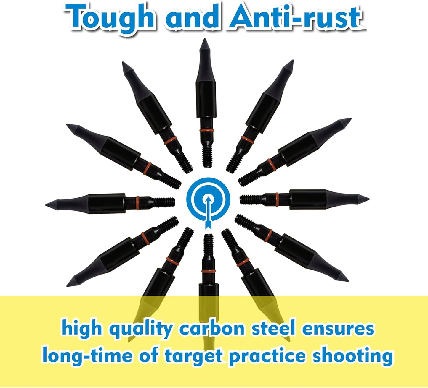 Archery Arrow Tips - 12pcs Field Points 100/125/150/200 Grain | 5/16 Inch Screw-In for Recurve & Compound Bow Target Practice