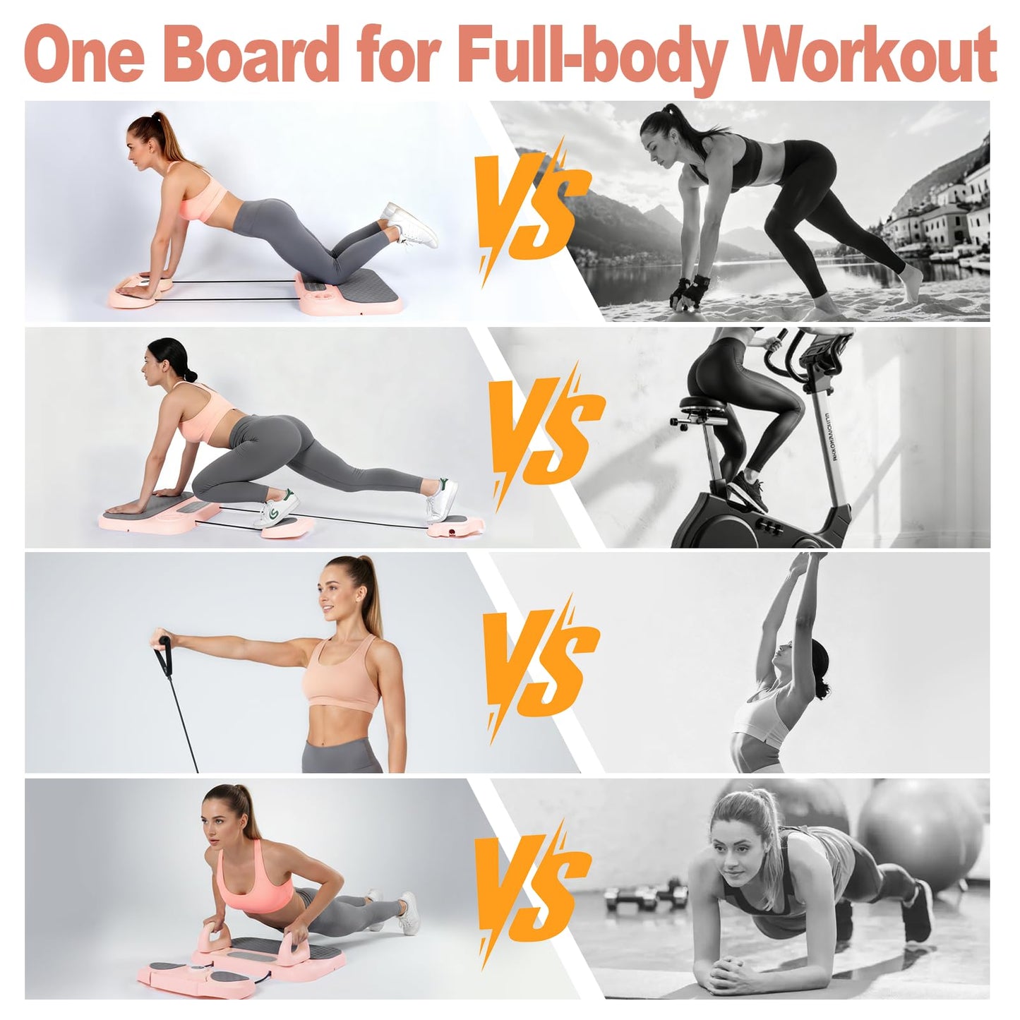Pilates Board, 6-in-1 Pilates Reformer for Core & Full Body Workout, Portable Home Gym Equipment with Smart LED Digital Display, Pilates Trainer for Women, Beginners (Pink)