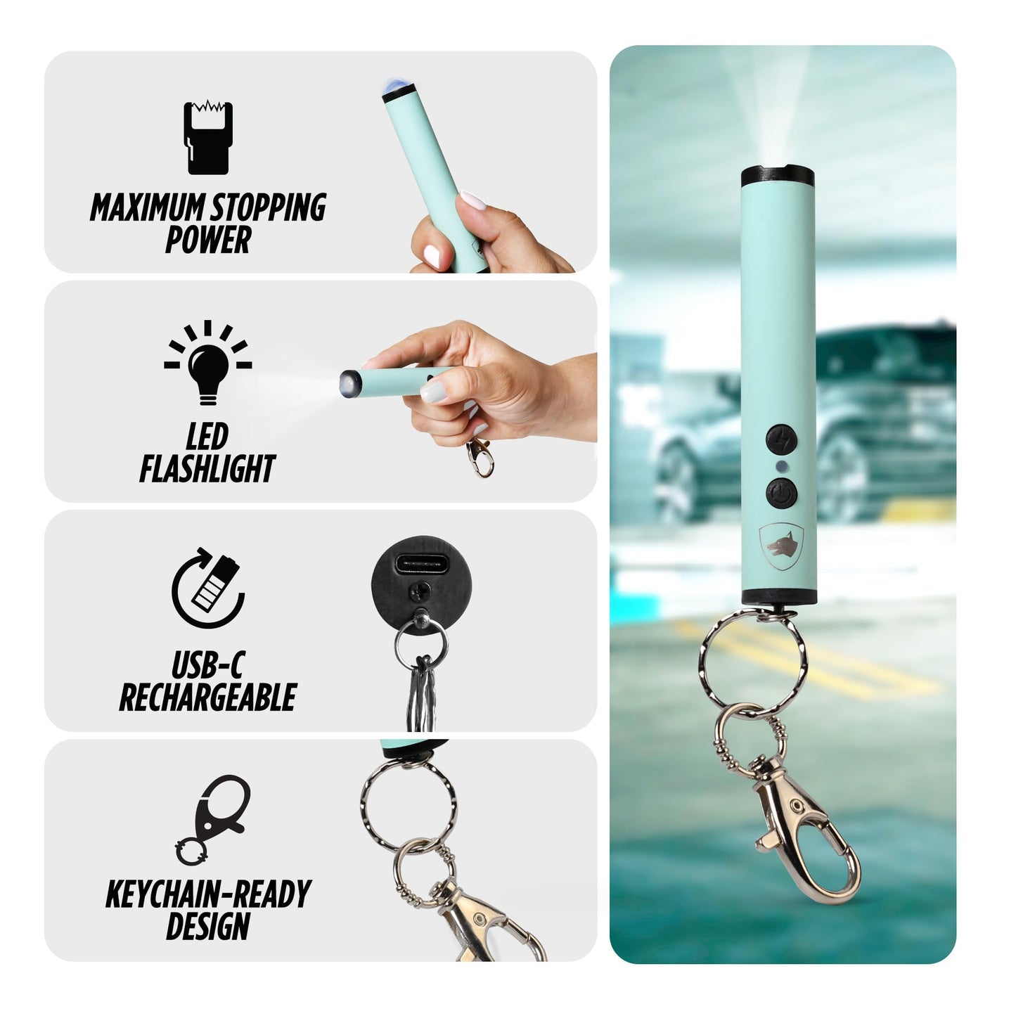 Mini Stun Gun for Self Defense, Smallest Stun Gun for Women, Keychain-Friendly, LED Flashlight, USB-C Rechargeable, Max Strength, Enlight Mini Stun Pen by Guard Dog Security