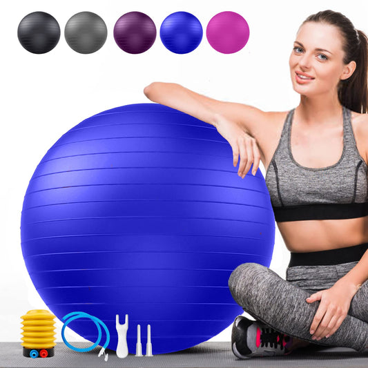 Goonidy PL-0195 Blue 45cm Yoga Ball Anti-Burst for Pregnancy Birthing, Excersize with Quick Pump - 45cm PL-0195