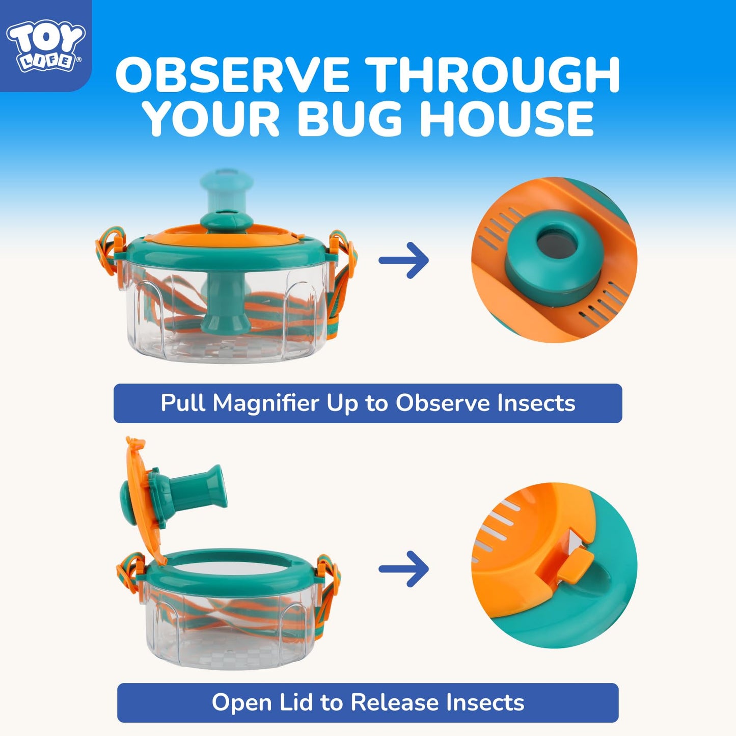 TOY Life Bug Catcher for Kids Outdoor Toys with Butterfly Net, Kids Binoculars, Magnifying Glass, Bug Habitat with Magnified Viewer & Bug Toys Tweezers, Insects Bug Catching Kit Outdoor Explorer Kit