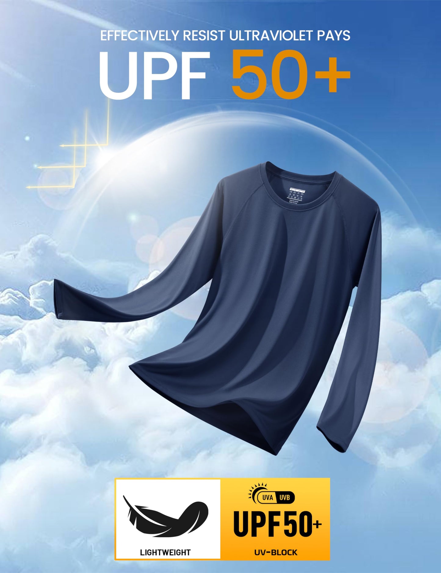 MAGCOMSEN Men's Long Sleeve Shirts Rash Guard Swim UPF 50+ UV Sun Protection Athletic Shirts for Hiking, Running, Workout Navy