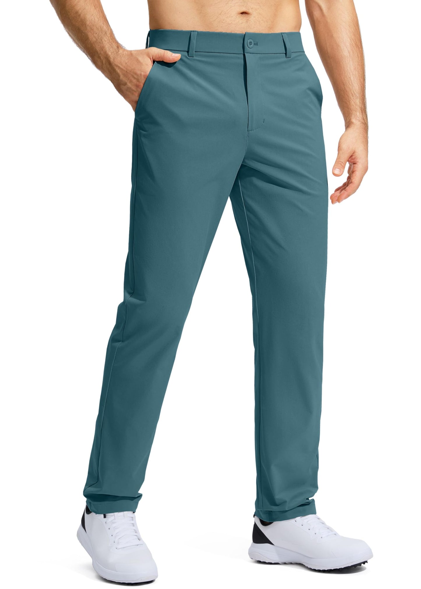 Pudolla Men's Golf Pants Stretch Work Dress Pants Men's Dress Pants 30 Lightweight Quick Dry Trousers with Pockets(Vivid Blue 35Wx30L)