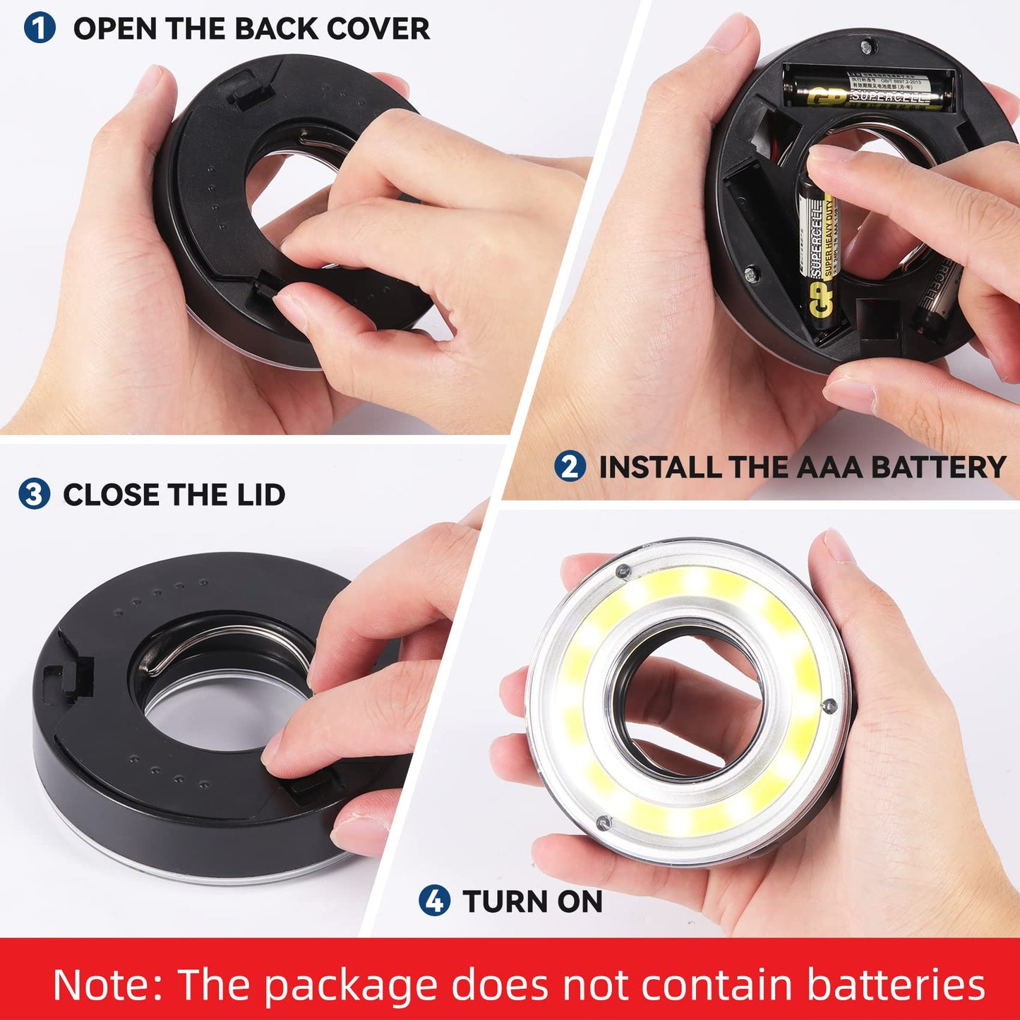 Kailund Golf Hole Lights 5 Pack - Led Light with Carabiner, Light Up Glow Hole for Night Play, Luminous Glow Golf Cup Lights for Putting Green Flags and Poles