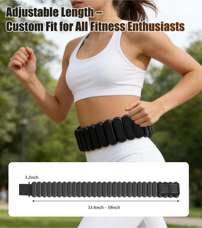 4Lbs Weight Belt for Men & Women - Weighted Belt for Walking with Walking Weights, Patented Adjustable Silicone Design for Fitness, Strength Training, Hiking, Running, Yoga, Rehabilitation