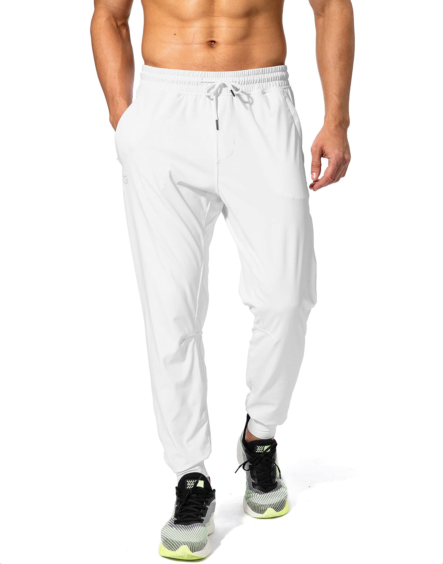 G Gradual Men's Sweatpants with Zipper Pockets Athletic Pants Traning Track Pants Joggers for Men Soccer, Running, Workout(White,XL)
