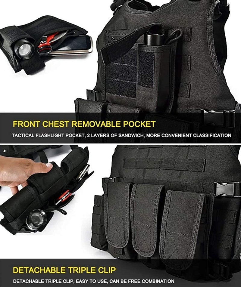 Tactical Airsoft Vest - Adjustable Modular Design for Outdoor Use | Fits Adults