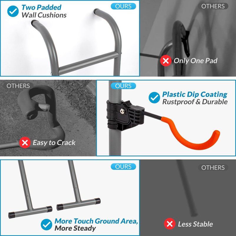 Suchtale 2 Bike Rack, Bicycle Rack, Bike Storage Rack for Garage, Gravity Bike Stand, Indoor Bike Organizer, Floor Vertical Bicycle Holder, Adjustable Wall Mount Cycle Hanger for Road Mountain Bikes