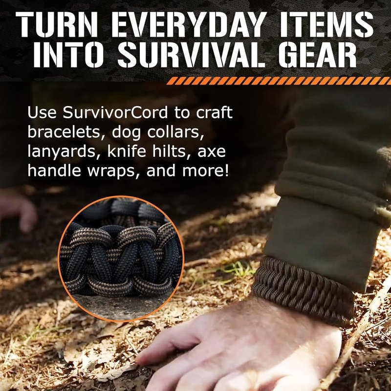 Patented Paracord 550 - Heavy Duty 620LB Strength Survival Cord for Camping & Outdoors | 25ft, 100ft, 500ft Options