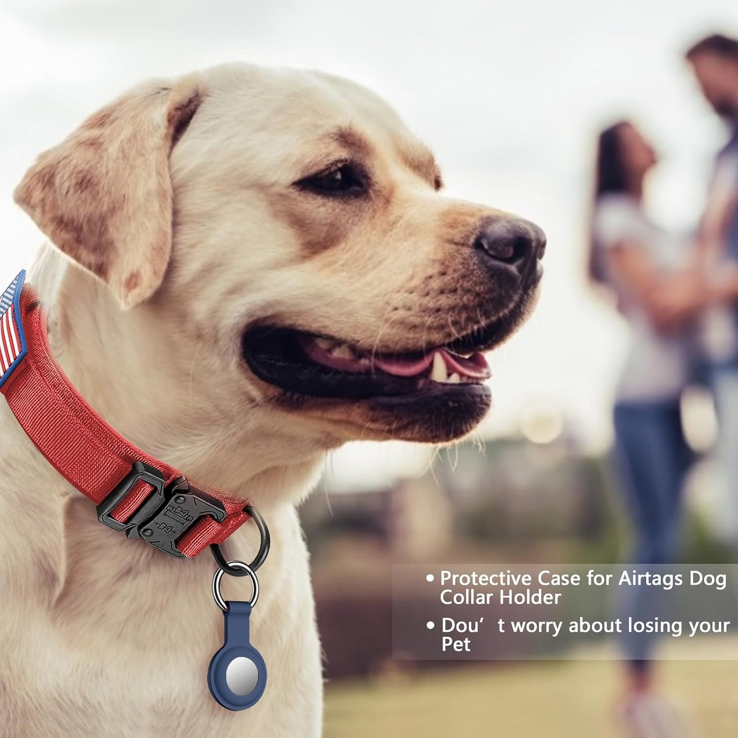 Tactical Dog Collar - Adjustable Military Nylon with Control Handle & Heavy Metal Buckle | Red, XL for Medium & Large Dogs