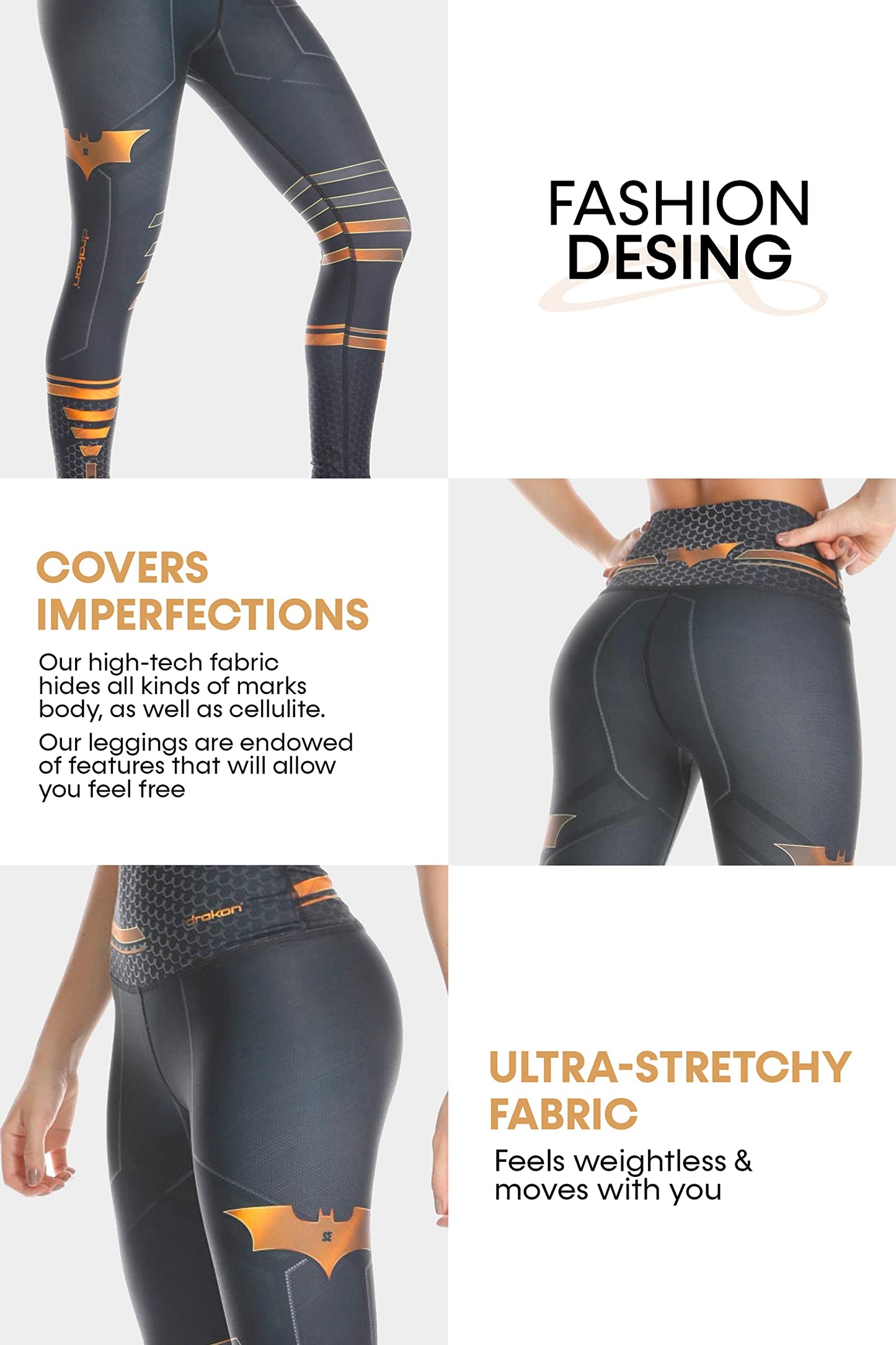 Drakon Many Styles of Workout Leggings Women Colombian Yoga Compression Pants, Diferents Sizes (S/M, Batt)