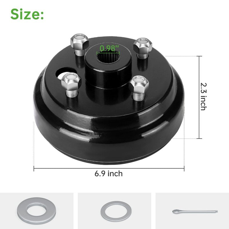 10L0L Golf Cart Brake Drum Hub Assembly for EZGO TXT 1991-up with 4 Cycle Gas Engines, 30-Tooth Spline 1 Inch Large Hole, Replace OEM 21807-G1 21807G1 41843-94