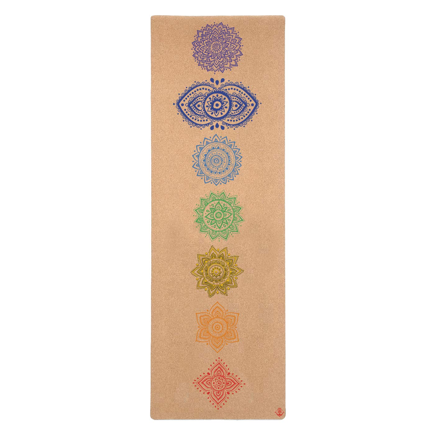 Shakti Warrior Chakra Cork Yoga mat - Artist Designed, Premium eco friendly mats, Non Slip, Non Toxic, Great for Regular & Hot Yoga, Pilates and Work out (72 inch x 24 inch x 3mm Thick)