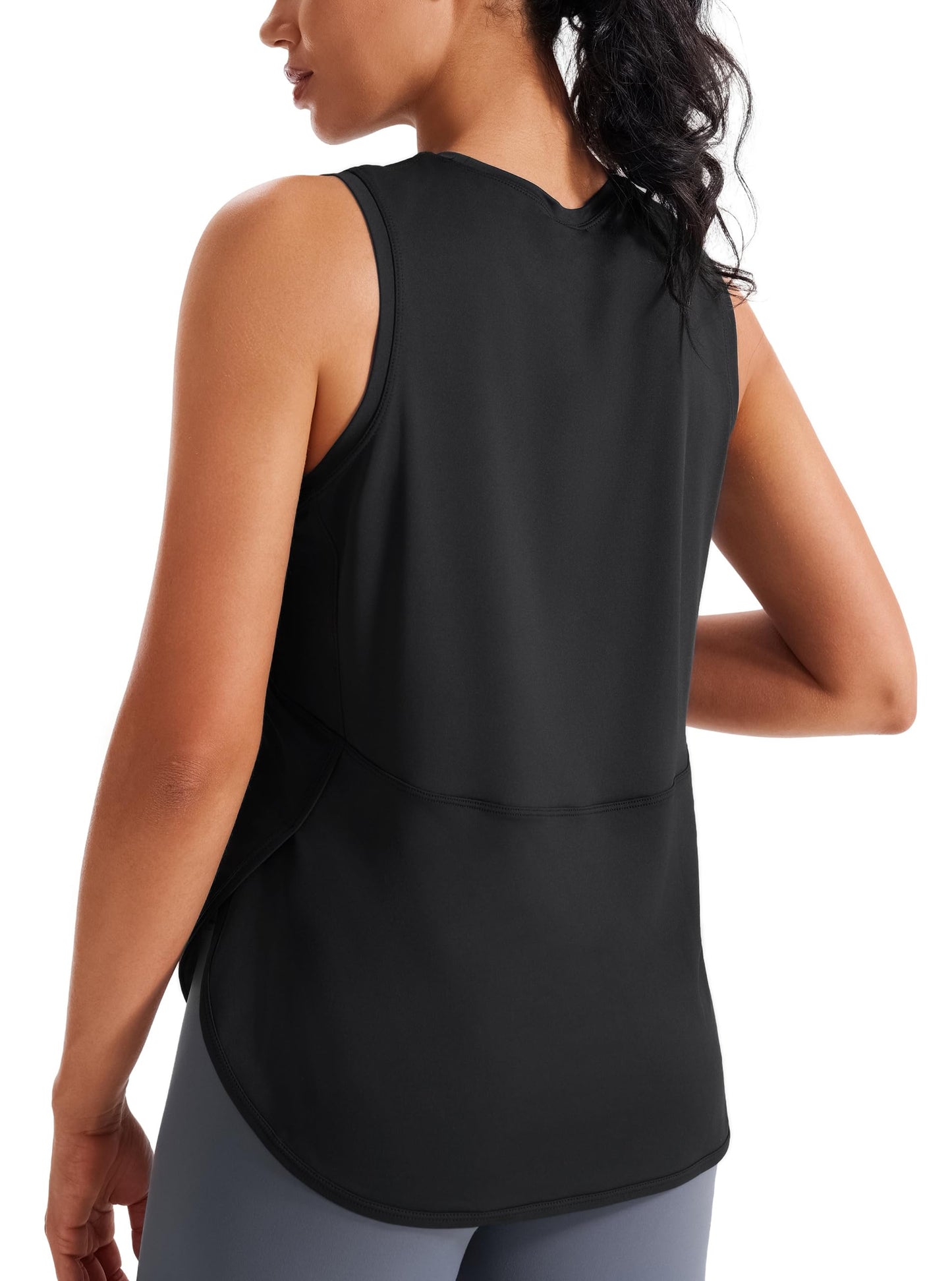JOYSPELS Ice Silk Workout Tank Tops Sleeveless Loose Fit Yoga Shirts UPF 50+ Black