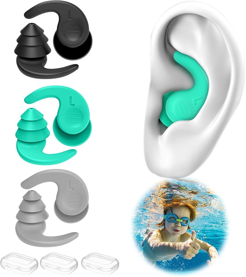Kids Swimming Ear Plugs - Waterproof Reusable Silicone Earplugs for Boys & Girls | Ages 4-12