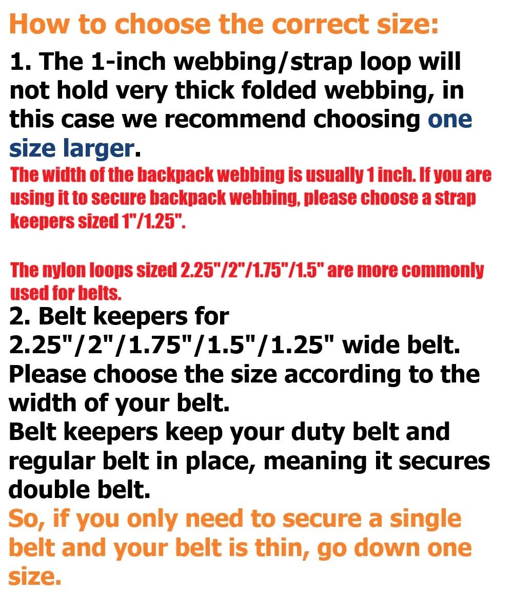 TACNEX Duty Belt Keepers w/Hook & Loop Closure for 1.5" Wide Utility Belt Loop Stays Nylon Tactical Strap Holder Retainer Police Law Enforcement Security Military Accessories CB