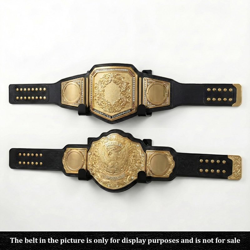 2PCS Championship Belt Wall Mount, 5mm Thick Black Acrylic Display Holder, Heavy Duty Hanger Rack for Pro Wrestling, MMA, Boxing Replica Championship Belts, Horizontal Floating Hanging Kit with Screws