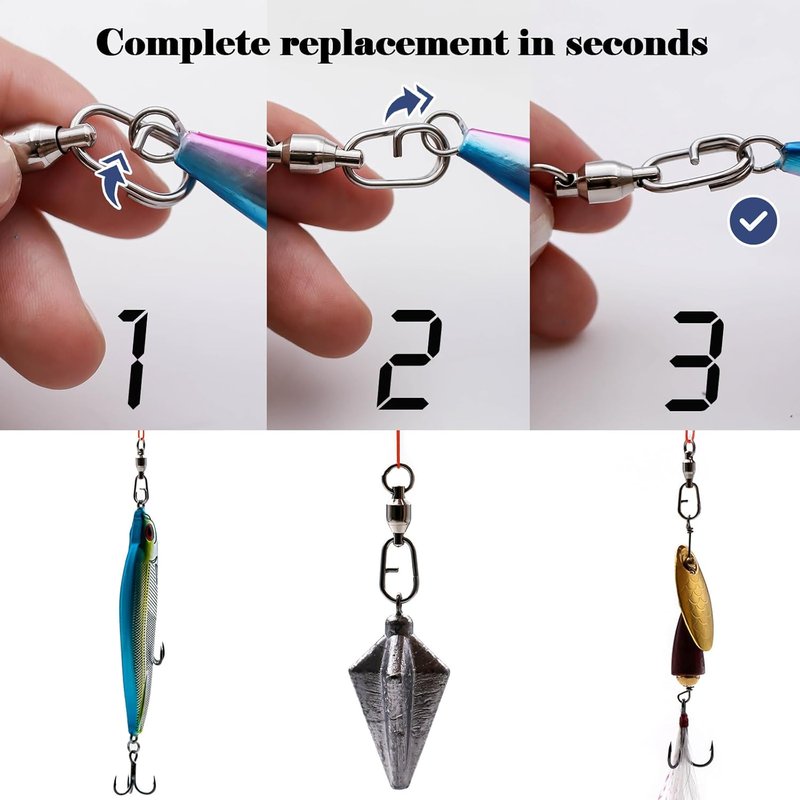 Ball Bearing Swivel Snap Swivels - 25pcs Fishing Tackle for Saltwater & Freshwater | Size 1 (41lbs)
