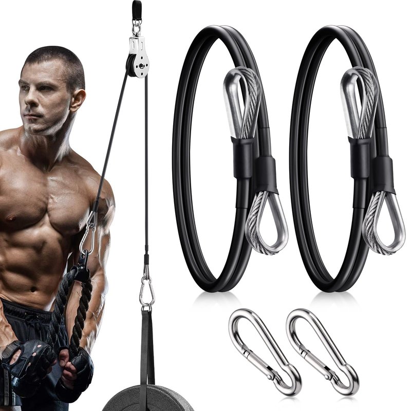 TOBWOLF 2PCS 20" Gym Extension Cable, Fitness Extension Rope Attachment for Home & Gym Accessories, Replacement Gym Cables Machine Extension for LAT/Tricep Pull Down & Leg Extensions Machine