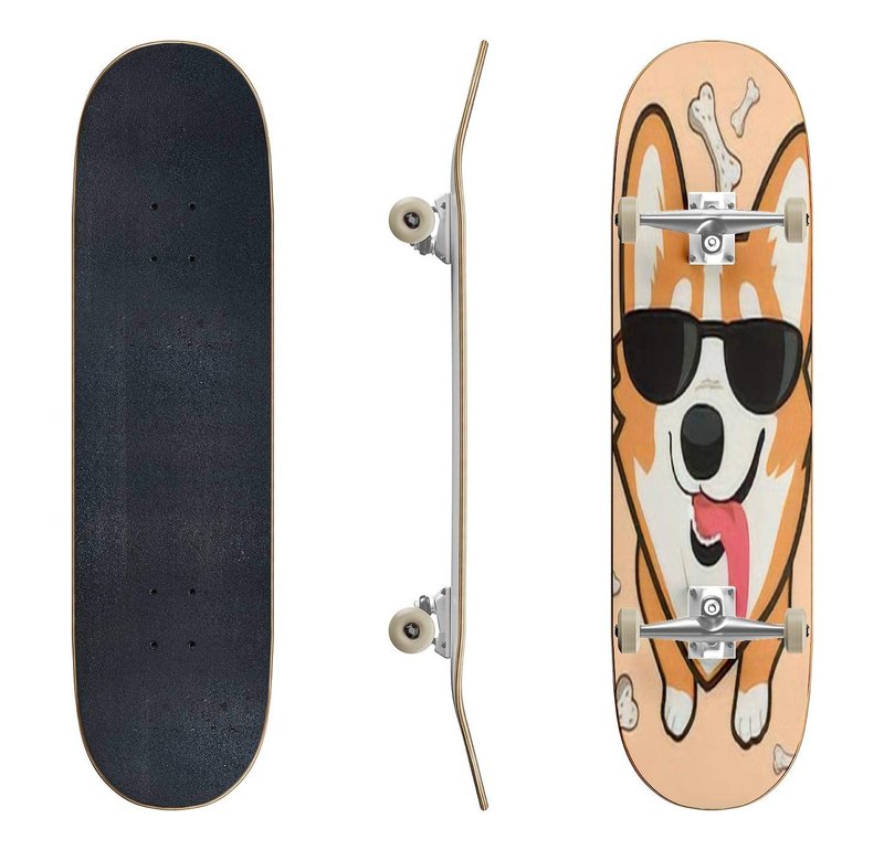 EFTOWEL Skateboards Cool Dog Corgi in Sunglasses Stuck Out his Tongue Classic Concave Skateboard Cool Stuff Teen Gifts Longboard Extreme Sports for Beginners and Professionals