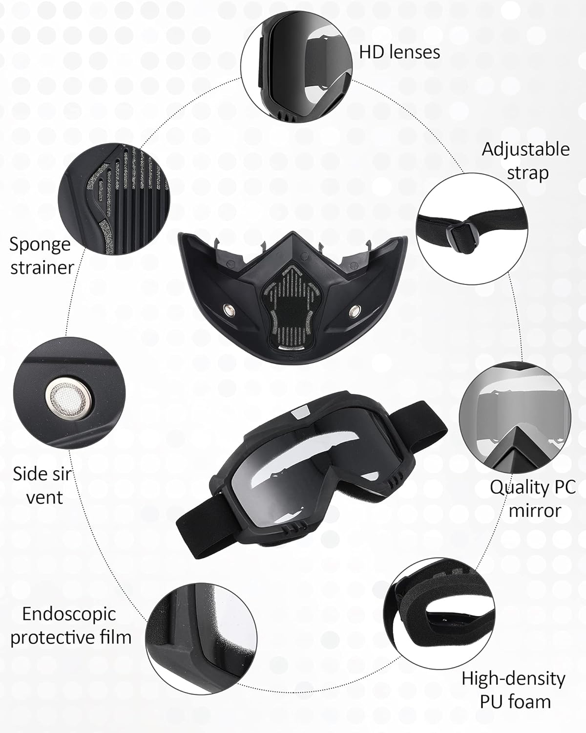 Motorcycle Goggles - Anti-Fog Tactical Riding Glasses for Paintball & Airsoft | ATV Compatible