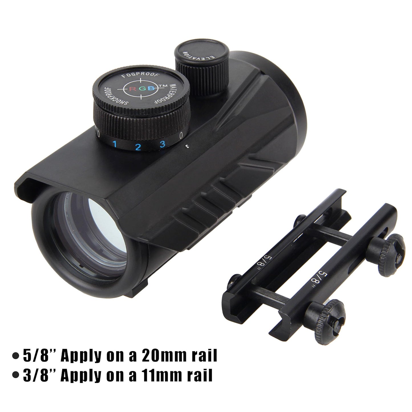 KASENTE Tactical 1x30mm Reflex Sight - Green & Red & Blue Dot, Airsoft Gun Optic, Rifle Scope, with 11mm/21mm Rail Mount