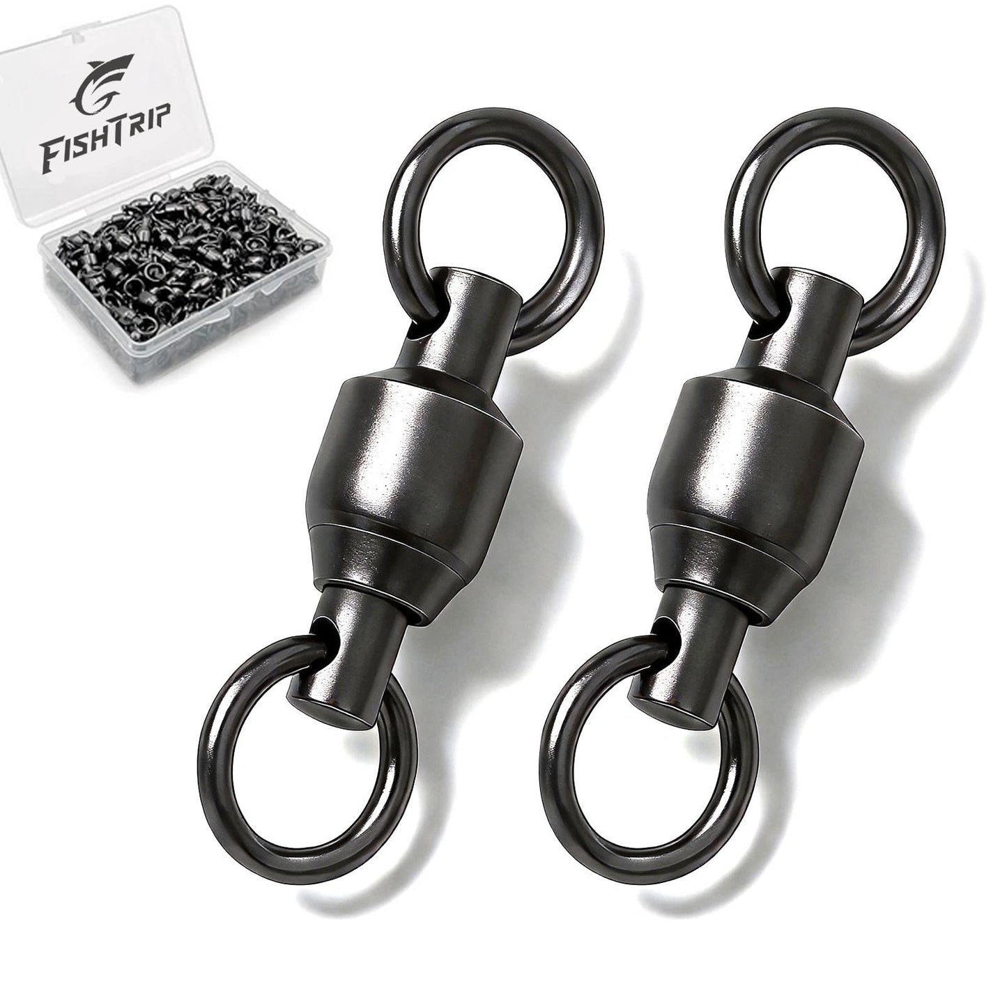 FishTrip 30 Pack Ball Bearing Fishing Swivels, High Strength Stainless Steel Swivels Fishing Tackle Solid Welded Rings Barrel Swivels Fishing Connectors for Saltwater Freshwater Size 0