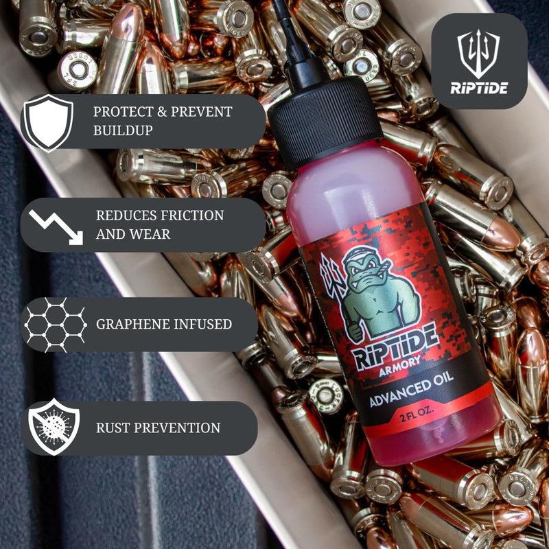 Riptide Armory Advanced Gun Oil - Long-Lasting Graphene Lubrication - Protects Against Buildup | 2oz