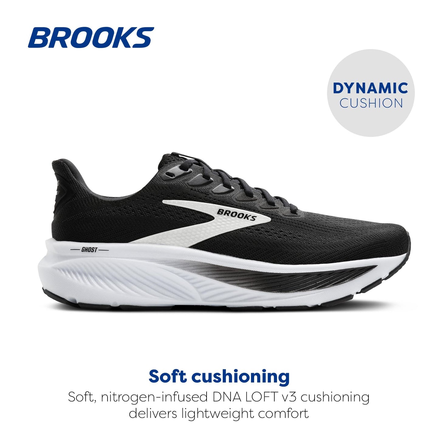 Brooks Women’s Ghost 17 Neutral Running Shoe - Black/Grey/White - 12 Medium